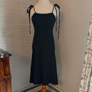 ASOS Black Tie-Strap Midi Dress